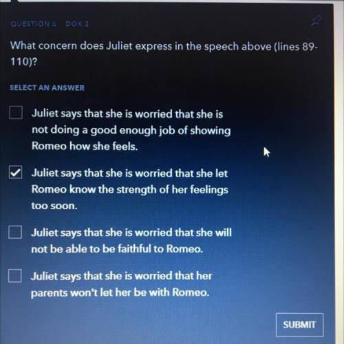 What concerns does Juliet express in the speech (lines 89-110) (act 2 scene 2) please help :(