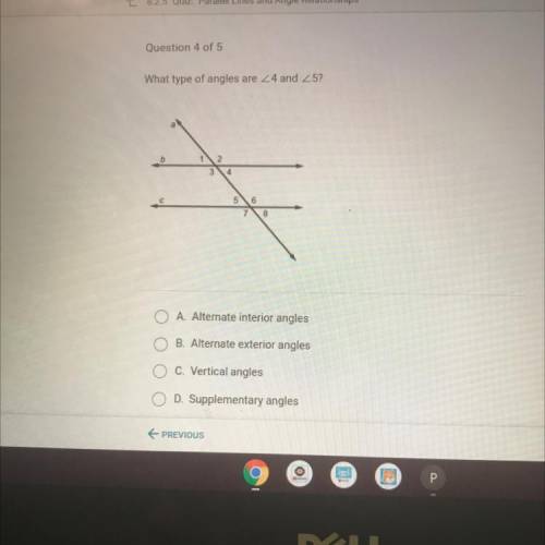 What type of angles are <4 and <5