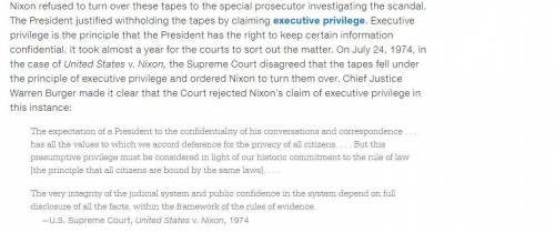 Explain why the U.S. Supreme Court ordered Nixon to release the White House tapes, in your own word
