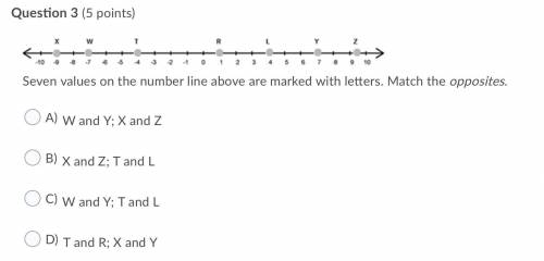 Help please!! Seven values on the number line above are marked with letters. Match the opposites.