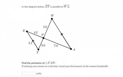 Help Plz
In the diagram below ET is parallel to WA