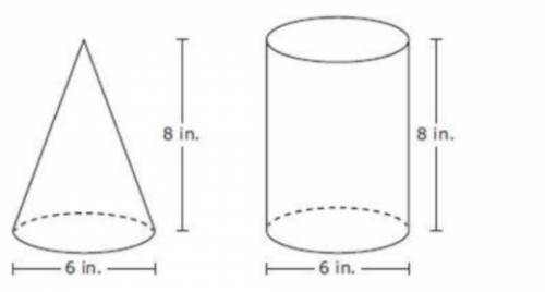 A cone and a cylinder with their dimensions are shown in the diagram.

Which measurement is closes