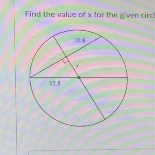 Find the value of x for the given circle. Round your answer to the nearest tenth.