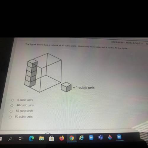 The figure below has a volume of 60 cubic units. How many more cubes will it take to fill the figur