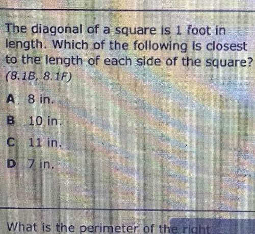 A diagonal of a square is 19 centimeters in length. which of the following is closest to the length