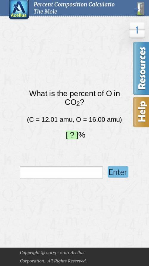 What is the percent of O in CO 2 ? (C=12.01 amu, O = 16.00 amu)