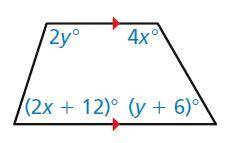 Solve a system of linear equations to find the values of x and y.

The linear equations are 4x + _
