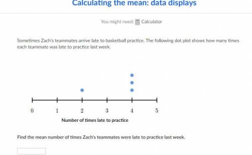 Sometimes Zach's teammates arrive late to basketball practice. The following dot plot shows how man