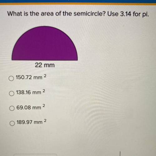 What is the area of the semicircle? use 3.14 for pi.