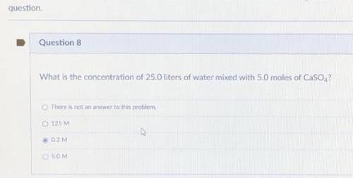 this is on molarity. i don’t know if the answer is 0.2 M or if it’s a trick question resulting in t