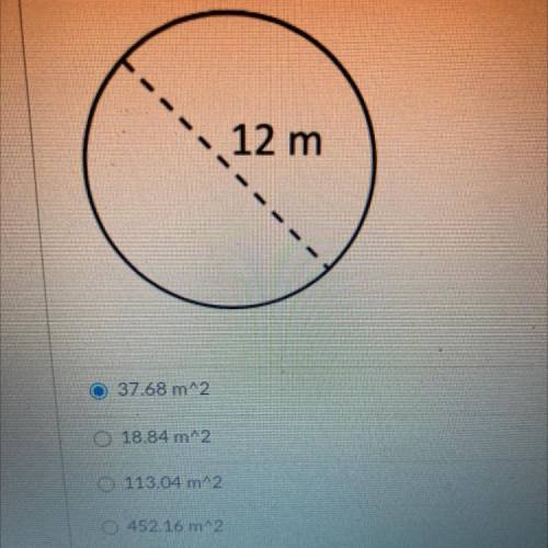 Which measurement is closest to the area of the circle in square meters?