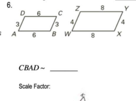 Complete the similarity statement for the similar figures then find the scale factor

plz help me