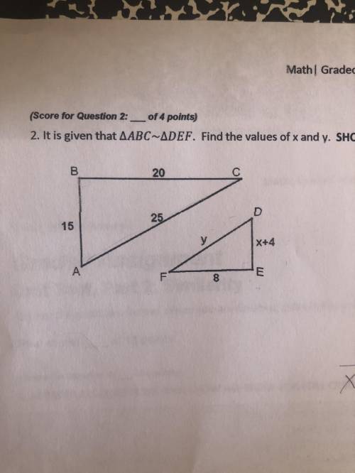 Solve for x and y and show procedure
