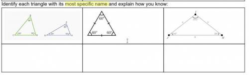 Identify each triangle with its most specific name and explain how you know: