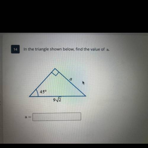 In the triangle shown below, find the value of a