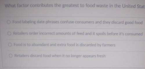 What factor contributes the greatest to food waste in the United States ?​