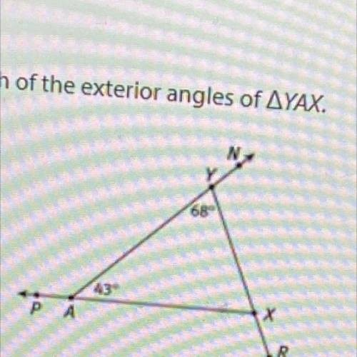 Determine the measure of each of the exterior angles of YAX.