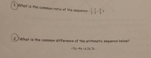 1. What is the common ratio of the sequence

2. What is the common difference of the arithmetic se