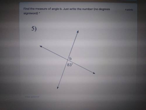 Find the measure of angle b (imagine below)