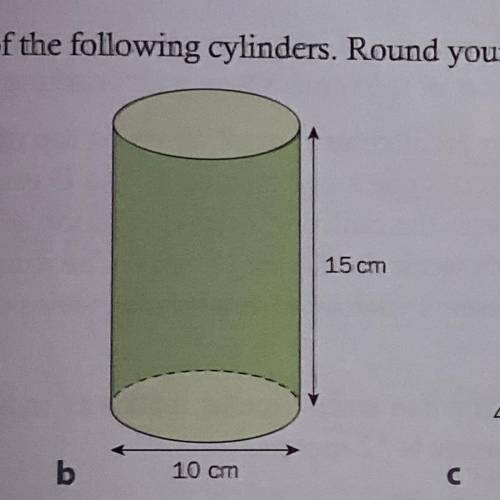 Find the surface area of the following cylinder. Round your answers to the nearest tenth.