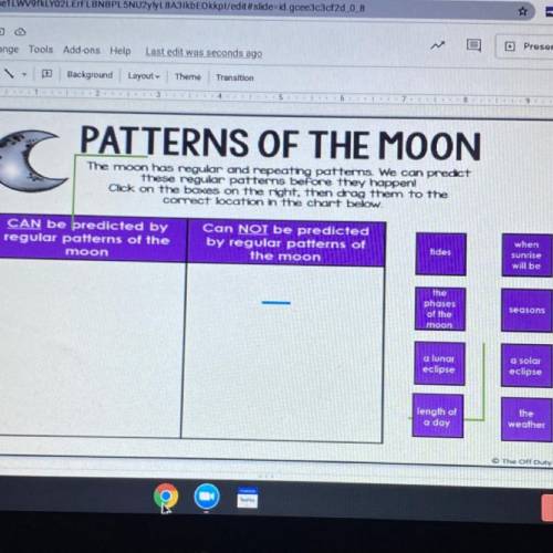 PATTERNS OF THE MOON

The moon has regular and repeating patterns. We can predict
these regular pa