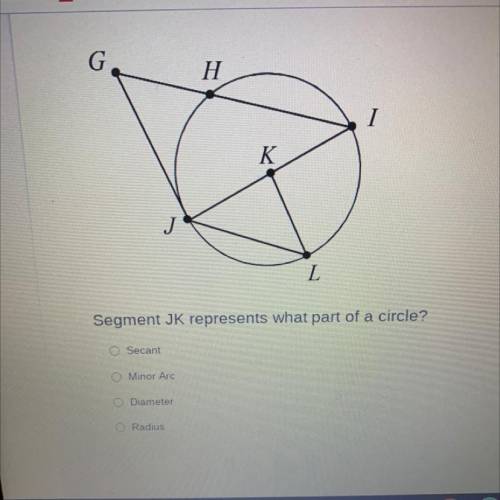 Segment JK represents what part of a circle?