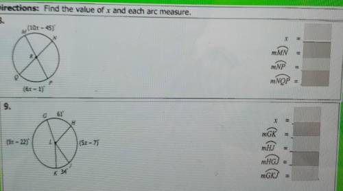 Find the value of X and each arc measure​
