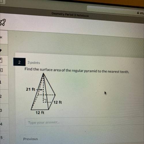 Find the surface area of the regular pyramid to the nearest tenth