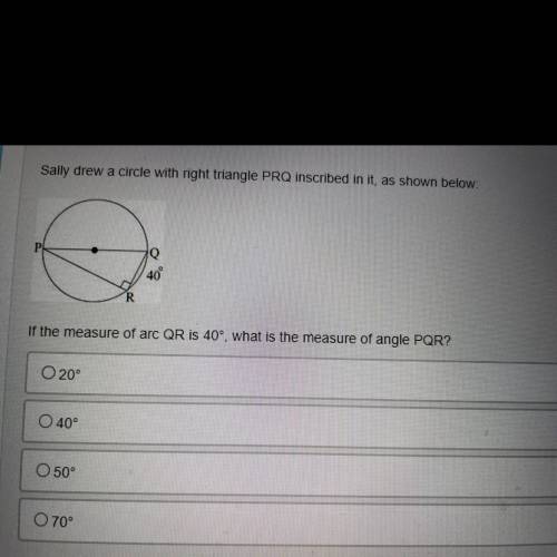 30 POINTS 
What is the measure of angle PQR?