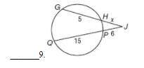 Find x. Assume that segments that appear to be tangent are tangent. Round to the nearest tenth if n