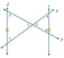 Line d is parallel to line c in the figure below.

Which statements about the figure are true? Sel