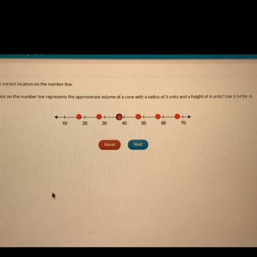 Which point on the number line represents the approximate volume of a cone with the radius of 3 uni