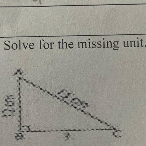 Solve for missing unit (Pythagorean theorem)