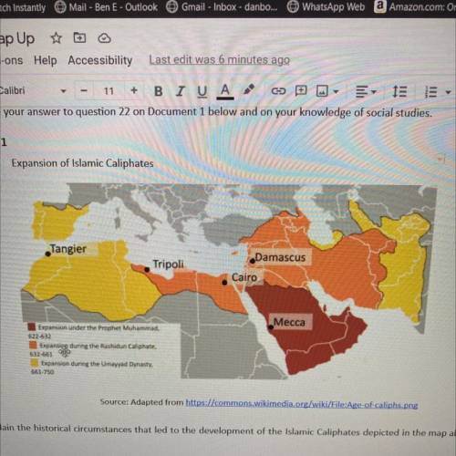 1. Explain the historical circumstances that led to the development of the Islamic Caliphates depic