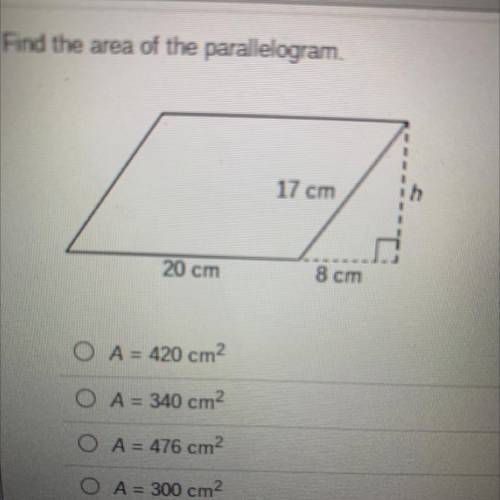 Find the area of the parallelogram.
PLEASE HELP!!