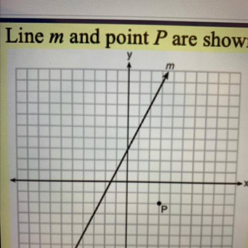 Which equation represents the line passing through P and parallel to line m?

1) y-3 = 2(x + 2)
2)