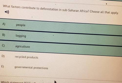 24) What factors contribute to deforestation in sub-Saharan Africa? Choose all that apply. A) peopl