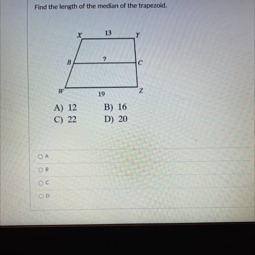 What is the length of the median of the trapezoid?
