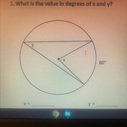 What is the value in degrees of x and y (WILL AWARD)