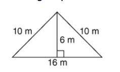 A triangular prism has a height of 9 meters and a triangular base with the following dimensions.