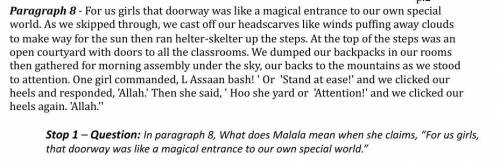 What does Malala mean when she claims, “For us girls, that doorway was like a magical entrance to o