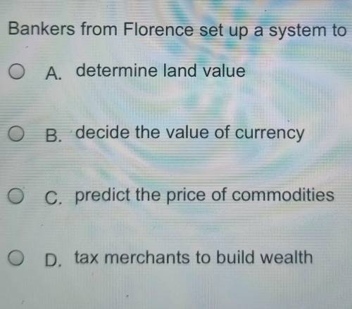 Bankers from Florence set up a system to ?​