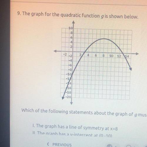 Which of the following statements about the graph of g must be true?

1. The graph has a line of s