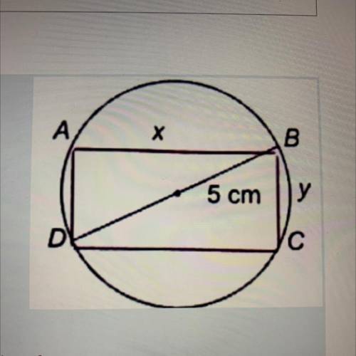 The radius of the circle is 5 centimeters. Find the value of y.
