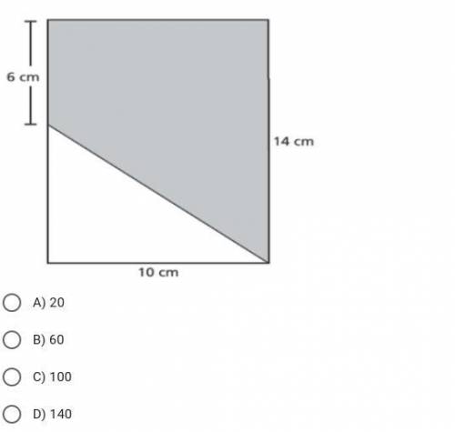 What is the area, in square centimeters, of the shaded part of the rectangle shown below?