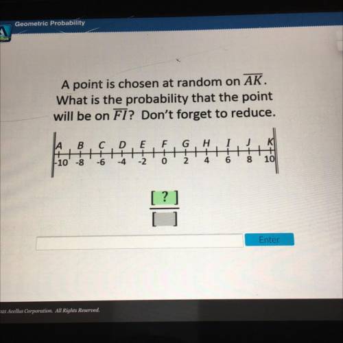 A point is chosen at random on AK what is the probability that the point will be on FI don't reduce