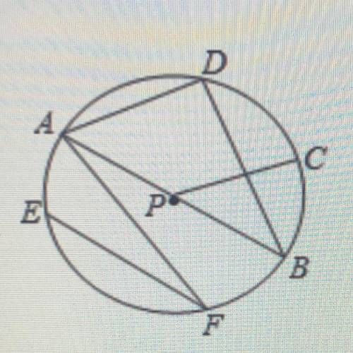6) Given circle P, line AB is a diameter. The measure of
measure of
of arc EF?