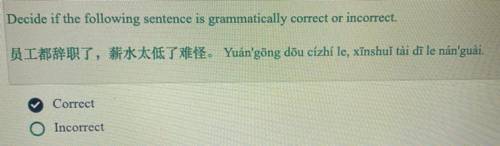 Decide if the following sentence is grammatically correct or not (Chinese)