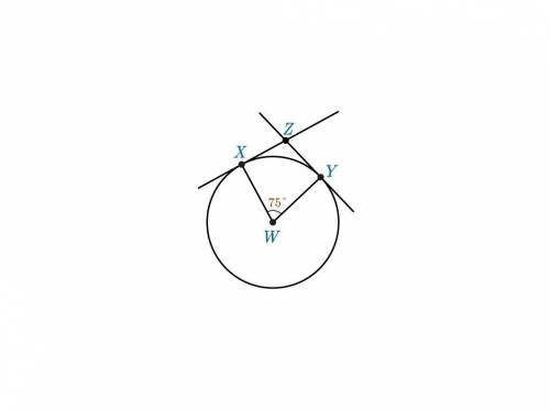 In the image provided, the circle is centered at point W with ZX←→ and ZY←→ tangent to ⊙W at X and