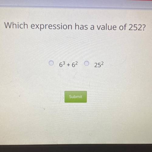 Which expression has a value of 252?